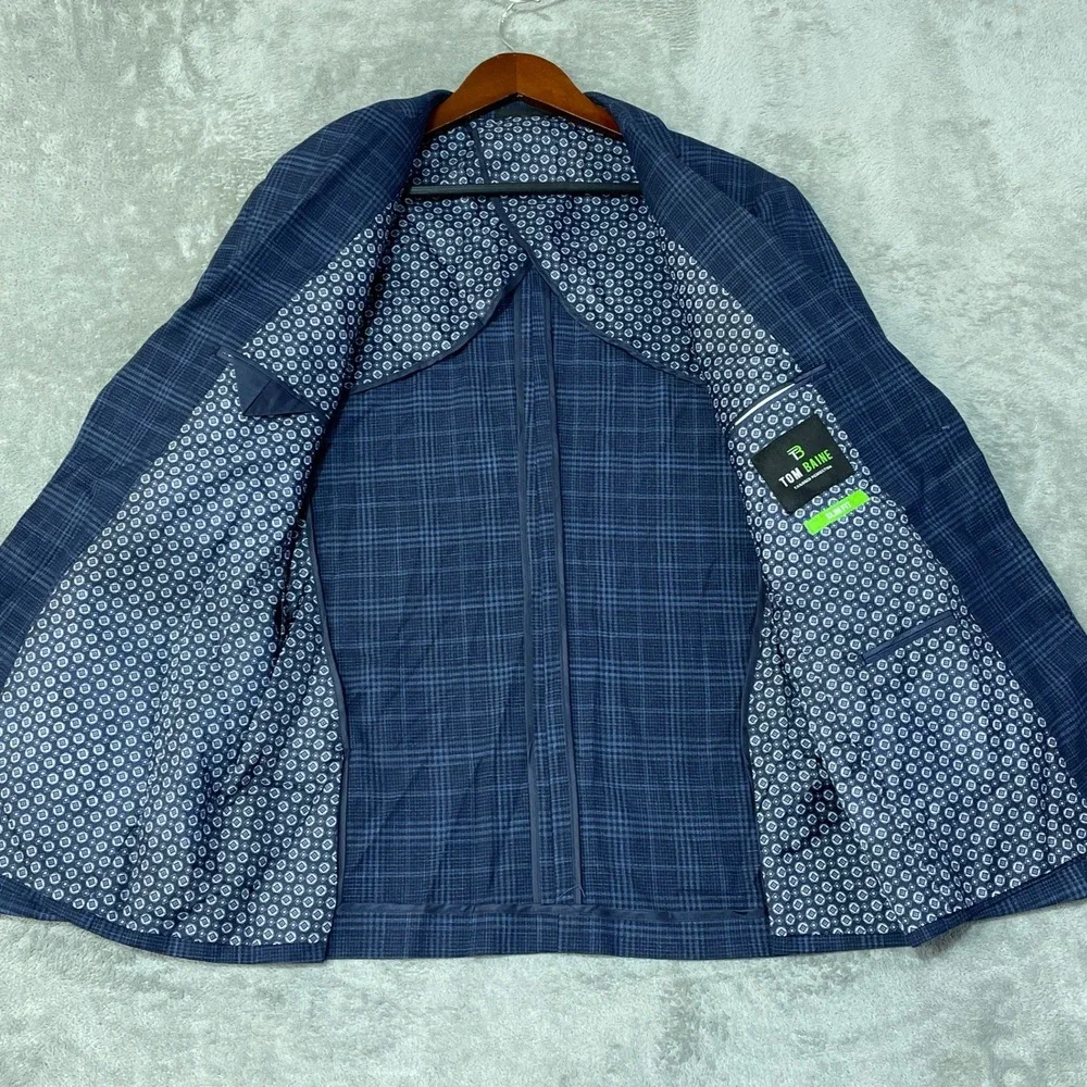NWT Tom Baine Men's XL Blue TBC330 Performance Blazer Stretch Polyester Rayon